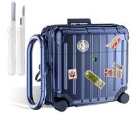 V.R.HOPE Case Compatible with AirPods 4 Case Cover, Funny Suitcase Design Protective Case for Airpods 4th Generation 2024, Cute Fashion Protective Hard Case with Cleaner Kit and Carabiner - Dark Blue
