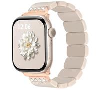 V.R.HOPE Lightweight Fashionable Women's Resin Strap Compatible with Apple Watch Series 7/8/9/SE/10/46 mm 45 mm 44 mm 42 mm, for Apple Watch Ultra 49 mm Series 6/5/4/3/2/1 (Oatmeal Colour M)