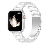 V.R.HOPE Lightweight Modern Resin Strap Compatible with Apple Watch Series 7/8/9/SE/10/46 mm 45 mm 44 mm 42 mm Women and Men for Apple Watch Ultra 49 mm Series 6/5/4/3/2/1 - Transparent - Silver