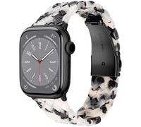 V.R.HOPE Lightweight Modern Resin Strap Compatible with Apple Watch Strap 44 mm 45 mm 46 mm 49 mm Women and Men, for Apple Watch Ultra SE Series 11/10/9/8/7/6/5/4/3/2/1 - Black Flowers