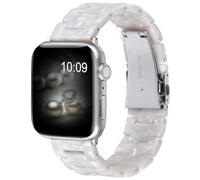V.R.HOPE Lightweight Modern Resin Strap Compatible with Apple Watch Strap Series 7/8/9/SE/10/41 mm 40 mm 38 mm 42 mm Women and Men, for Apple Watch Series 6/5/4/3/2/1 - Pearl White - Silver