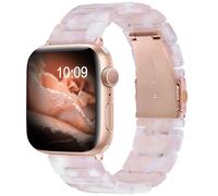 V.R.HOPE Modern Lightweight Resin Replacement Straps Compatible with Apple Watch Series 7/8/9/SE/10/ 41mm 40mm 38mm 42mm Women Men, for Apple Watch Straps Series 6/5/4/3/2/1 - Pink floral-Rose Gold
