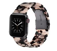 V.R.HOPE Modern Lightweight Resin Straps Compatible with Apple Watch Straps 40mm 42mm 41mm 38mm Women Men, Tortoise shell Strap for iWatch SE Series 11 10 9 8 7 6 5 4 3 2 1 - Black Flower-1