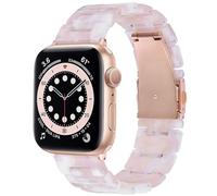 V.R.HOPE Modern Lightweight Resin Straps Compatible with Apple Watch Straps 40mm 42mm 41mm 38mm Women Men, for iWatch SE Series 11 10 9 8 7 6 5 4 3 2 1 - Pink floral-Rose Gold