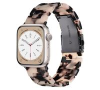 V.R.HOPE Modern Lightweight Resin Straps Compatible with Apple Watch Straps Series 7/8/9/SE/10/11/ 40mm 41mm 38mm 42mm Women Men, Tortoise shell Strap for iWatch Series 6/5/4/3/2/1 - Black Flower