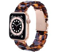 V.R.HOPE Modern Lightweight Resin Watch Band Compatible with Apple Watch Straps 42mm 44mm 45mm 49mm 46mm (Series 11) Women Men, for Apple Watch Ultra 3 2 1 Series 6/5/4/3/2/1- Tortoise shell