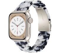 V.R.HOPE Modern Lightweight Resin Watch Band Compatible with Apple Watch Straps 44mm 46mm 45mm 49mm 42mm Women Men, for iWatch Ultra/SE Series 11 10 9 8 7 6 5 4 3 2 1 - Flower milk cow - Starlight