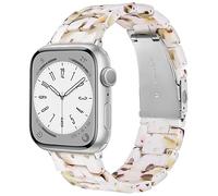 V.R.HOPE Modern Lightweight Resin Watch Band Compatible with Apple Watch Straps 44mm 46mm 45mm 49mm 42mm Women Men, for iWatch Ultra/SE Series 11 10 9 8 7 6 5 4 3 2 1 - nougat-Silver
