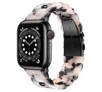 V.R.HOPE Modern Resin Strap Compatible with Apple Watch Strap 40 mm 41 mm 42 mm 38 mm Elegant for Women, for iWatch SE Series 11 10 9 8 7 6 5 4 3 2 1 - Tortoiseshell Flowers - Black