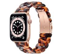 V.R.HOPE Modern Resin Strap Compatible with Apple Watch Strap 44 mm 45 mm 46 mm 49 mm Elegant for Women, for Apple Watch Ultra Series SE 11 10 9 8 7 6 5 4 3 2 1 - Tortoiseshell Pattern - Rose Gold