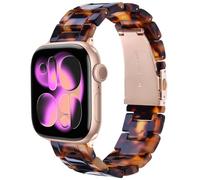 V.R.HOPE Modern Resin Straps Compatible with Apple Watch Straps 40mm 41mm 42mm 38mm for Women Men, Rose Gold Lightweight Sports Bands for iWatch SE Series 11 10 9 8 7 6 5 4 3 2 1(Tortoise shell)