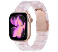 V.R.HOPE Modern Resin Straps Compatible with Apple Watch Straps 40mm 42mm 41mm 38mm for Women, Lightweight Sports Band for iWatch SE Series 11 10 9 8 7 6 5 4 3 2 1(Pink floral - Rose Gold)