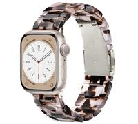 V.R.HOPE Modern Resin Straps Compatible with Apple Watch Straps 40mm 42mm 41mm 38mm for Women Men, Tortoise shell Lightweight Band for iWatch SE Series 11 10 9 8 7 6 5 4 3 2 1(French grey - Starlight)