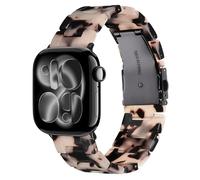 V.R.HOPE Modern Resin Straps Compatible with Apple Watch Straps 40mm 42mm 41mm 38mm for Women Men, Tortoise shell Lightweight Sports Band for iWatch SE Series 11 10 9 8 7 6 5 4 3 2 1(Black Flower)