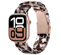 V.R.HOPE Modern Resin Straps Compatible with Apple Watch Straps 44mm 45mm 46mm 49mm 42mm for Women Men, Tortoise shell Band for iWatch SE/Ultra Series 11 10 9 8 7 6 5 4 3 2 1(French grey - Rose Gold)