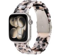V.R.HOPE Modern Resin Straps Compatible with Apple Watch Straps 44mm 45mm 46mm 49mm 42mm for Women Men, Tortoise shell Band for iWatch SE/Ultra Series 11 10 9 8 7 6 5 4 3 2 1(Black Floral - Starlight)