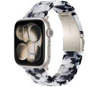 V.R.HOPE Modern Resin Straps Compatible with Apple Watch Straps 44mm 46mm 45mm 49mm 42mm for Women Men, Tortoise shell Band for iWatch SE/Ultra Series 11 10 9 8 7 6 5 4 3 2(Flower milk cow-Starlight)