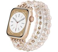 V.R.HOPE Pearl Bracelet Compatible with Apple Watch Strap 38 mm 40 mm 41 mm 42 mm Women's Fashion Bead, Elastic and Stretchy, Suitable for iWatch SE and Series 10 9 8 7 6 5 4 3 2 1 - Pearls Pink