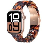 V.R.HOPE Resin Band Compatible with Apple Watch Band 38mm 40mm 41mm 42mm, Python Pattern for iWatch Series 11/10/9/8/7/6/5/4/3/2/1/SE (Black Flower)