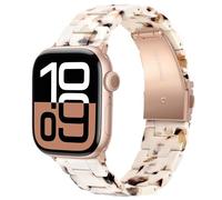 V.R.HOPE Resin Watch Band Compatible with Apple Watch Band for Women 38mm 40mm 41mm 42mm Rose Gold Fashion Lightweight Bracelet Strap for iWatch Series 11/10/9/8/7/6/5/4/3/2/1/SE3(Nougat White)