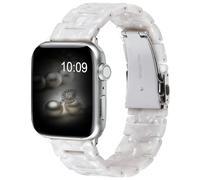 V.R.HOPE Resin Watch Band Compatible with Apple Watch Band for Women 38mm 40mm 41mm Tortoise Metal Buckle Wristband Bracelet Strap for iWatch Series 10 9 8 7 6 5 4 3 2 1 SE(Pearl white)