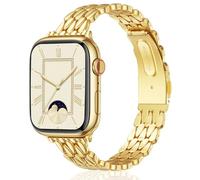 V.R.HOPE Slim Metal Strap Compatible with Apple Watch Straps 44mm 45mm 46mm 49mm Women, Luxury Business Stainless steel Strap for iWatch SE/Ultra Series 11 10 9 8 7 6 5 4 3 2 1 - Gold