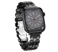 V.R.HOPE Slim Stainless steel Strap Compatible with Apple Watch Straps 40mm 42mm 41mm 38mm Women and Men, Luxury Business Metal Strap for iWatch SE Series 11 10 9 8 7 6 5 4 3 2 1 - Black