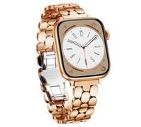 V.R.HOPE Slim Stainless steel Strap Compatible with Apple Watch Straps 40mm 42mm 41mm 38mm Women and Men, Luxury Business Metal Strap for iWatch SE Series 11 10 9 8 7 6 5 4 3 2 1 - Rose Gold