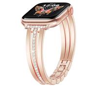 V.R.HOPE Women's Slim Metal Replacement Strap Compatible with Apple Watch Straps Series 7/8/9/SE/10/ 46mm 45mm 44mm 42mm, for Apple Watch Ultra 49mm Series 6/5/4/3/2/1 - Rose Gold