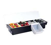 V·RESOURCING Ice Chilled Condiment Caddy with 4 Containers(800 ml),Divided Serving with Ice Chamber,Ice Cooled Condiment Serving Container with Lid for Salar Bar,Fruit,Veggie,Candy,Snack,Sauce