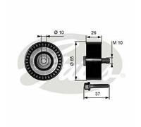 V-RIBBED BELT DEFLECTION GUIDE PULLEY GATES OE QUALITY REPLACEMENT T36300
