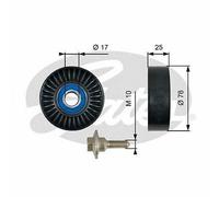 V-RIBBED BELT DEFLECTION GUIDE PULLEY GATES OE QUALITY REPLACEMENT T38055