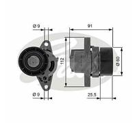 V-RIBBED BELT TENSIONER PULLEY GATES OE QUALITY REPLACEMENT T38456