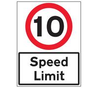 V Safety 10 Mph Speed Limit Traffic Sign - 3mm Aluminium Composite 450X600mm