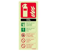 V Safety 11004AC-GS Glow In The Dark Carbon Dioxide Co2 Id Fire Extinguisher Sign - 75mm x 200mm - Self Adhesive Vinyl