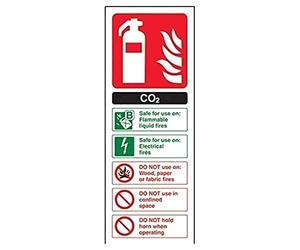V Safety 11004AC-S Co2 Id Fire Extinguisher Sign, Portrait, Self Adhesive Vinyl, Black/Green/Red, 75 mm x 200 mm