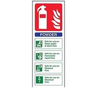 V Safety 11005AC-R Powder Id Fire Extinguisher Sign - Portrait - 75mm x 200mm - 1mm Rigid Plastic, Blue/Green/Red