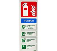 V Safety 11005AJ-R Powder Id Fire Extinguisher Sign - Portrait - 100mm x 280mm - 1mm Rigid Plastic, Blue/Green/Red