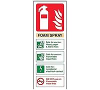 V Safety 11012AC-R Foam Spray Id Electrical Safe Fire Extinguisher Sign - Portrait - 75mm x 200mm - 1mm Rigid Plastic, Beige/Black/Green/Red