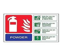 V Safety 11017AR-S Powder Id Fire Extinguisher Sign - Landscape - 200mm x 150mm - Self Adhesive Vinyl, Blue/Green/Red
