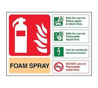 V Safety 11024AL-R Foam Spray Id Electrical Safe Fire Extinguisher Sign - Landscape - 150mm x 100mm - 1mm Rigid Plastic, Beige/Black/Green/Red