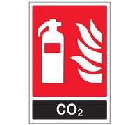 V Safety 11030AU-S Co2 Id Fire Extinguisher Sign - Portrait - 200mm x 300mm - Self Adhesive Vinyl, Black/Red