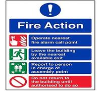 V Safety 12004A4 General Fire Action Prohibition/Safe Sign - Portrait - 210mm x 297mm (A4) - Self Adhesive Vinyl