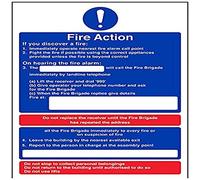 V Safety 12008AU-S General Fire Action Suspicious Fire Sign - Portrait - 200mm x 300mm - Self Adhesive Vinyl, Blue/Red