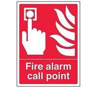V Safety 13001AN-R Fire Alarm Call Point Sign - Portrait - 150mm x 200mm - 1mm Rigid Plastic, Red