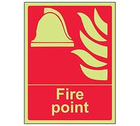 V Safety 13006AN-G'Fire Point' Sign, Portrait, 150 mm x 200 mm (Pack of 3)