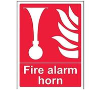 V Safety 13008AN-S Fire Alarm Horn Sign - Portrait - 150mm x 200mm - Self Adhesive Vinyl, Red
