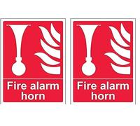 V Safety 13008AN-S Fire Alarm Horn Sign - Portrait - 150mm x 200mm - Self Adhesive Vinyl, Red (Pack of 2)