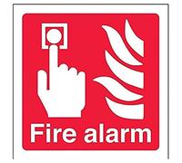 V Safety 13011AF-S Fire Alarm Logo Sign - Square - 100mm x 100mm - Self Adhesive Vinyl, Red