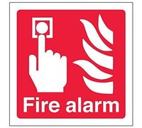 V Safety 13011AF-S'Fire Alarm Logo' Sign, Square, 100 mm x 100 mm (Pack of 3)